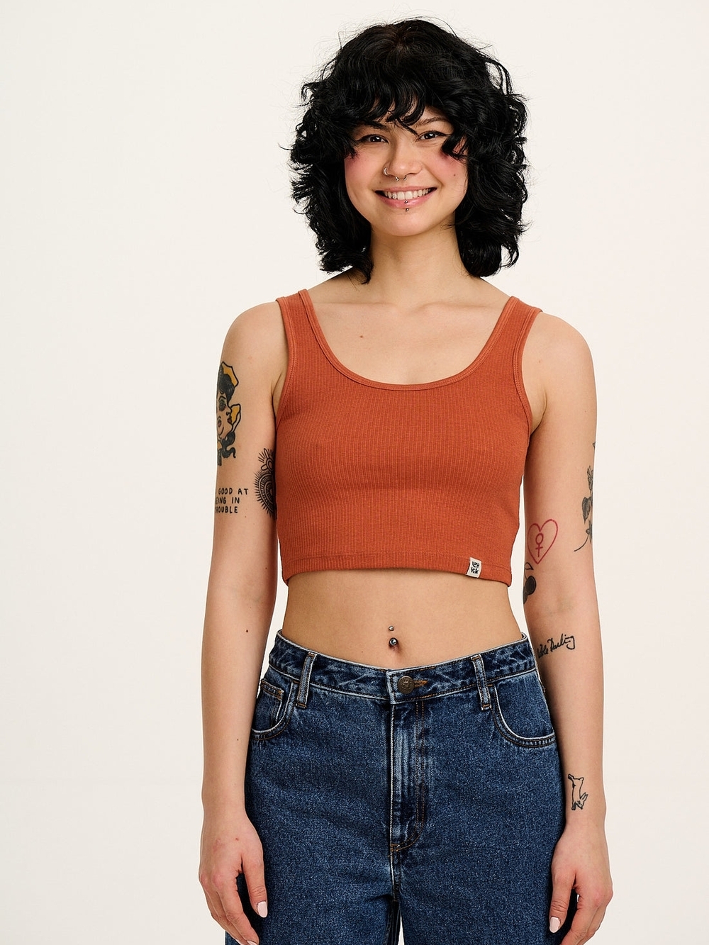 LUCY & YAK Organic Cotton Josy Vest Top, Size M In Terracota